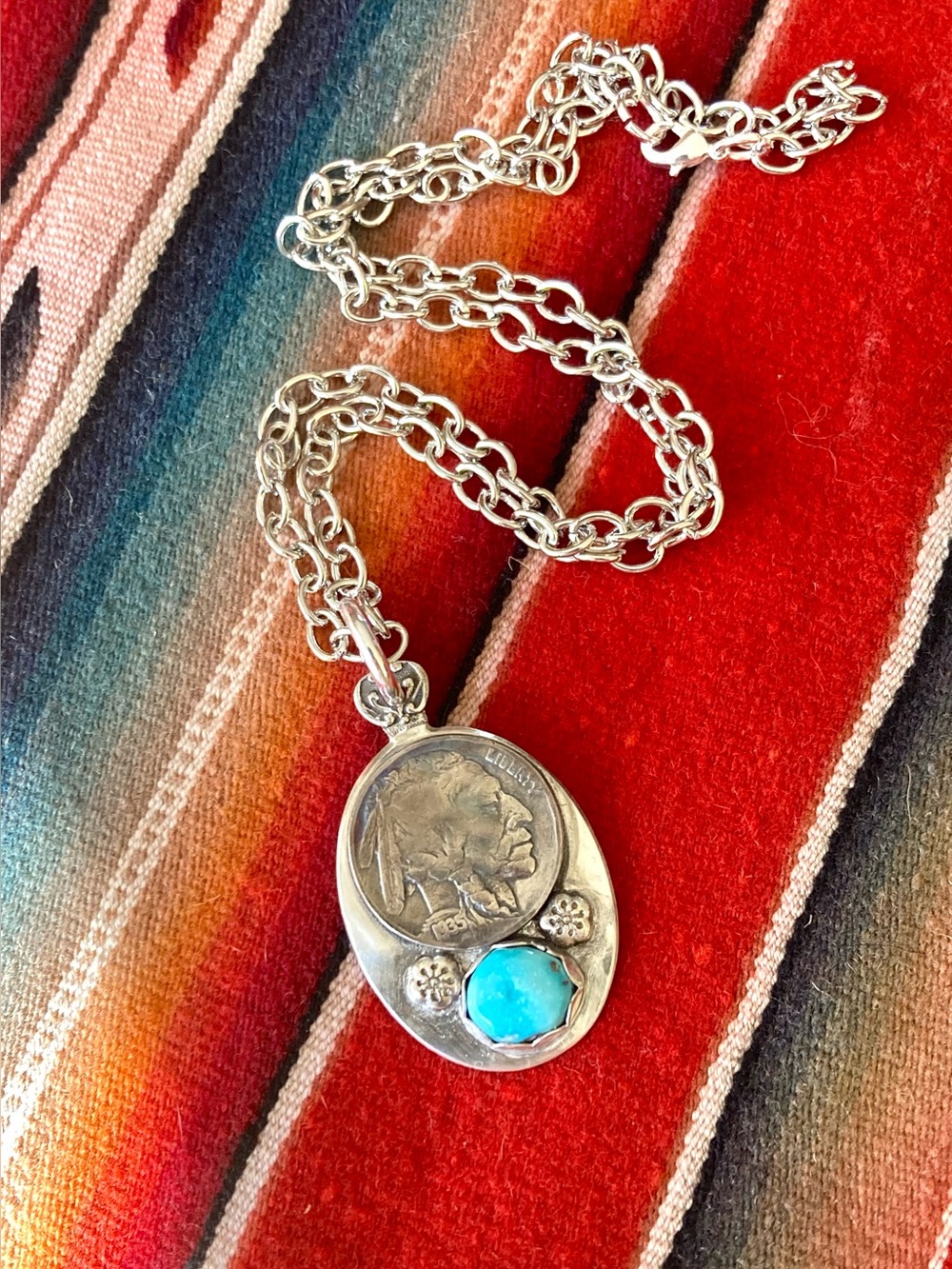 Buffalo nickel & turquoise necklace